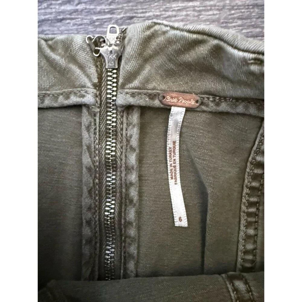 Free People Modern Femme Denim Mini Skirt - Olive Green - Size 6